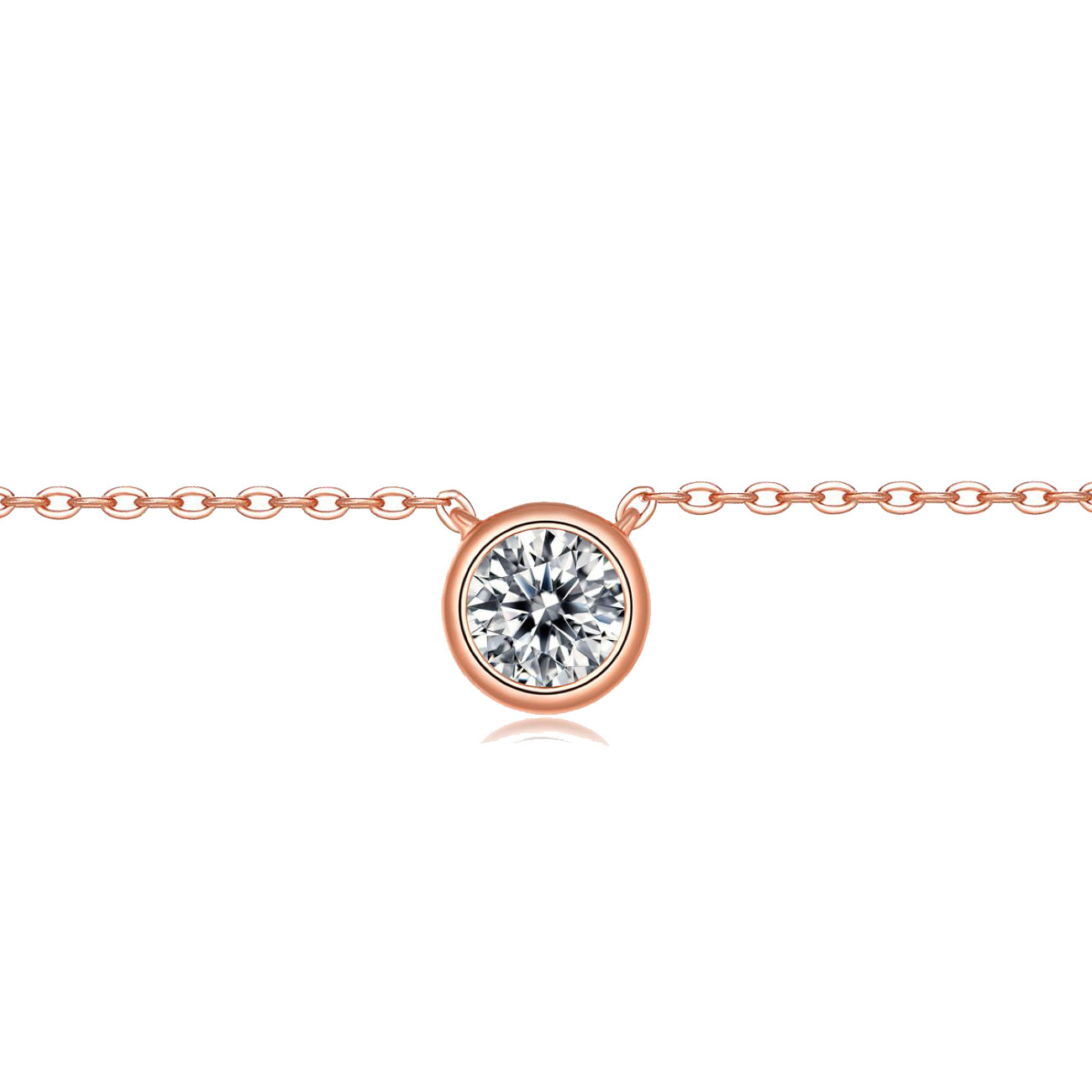 Élise Round-Bezel Solitaire Pendentif Necklace GENEVIVE