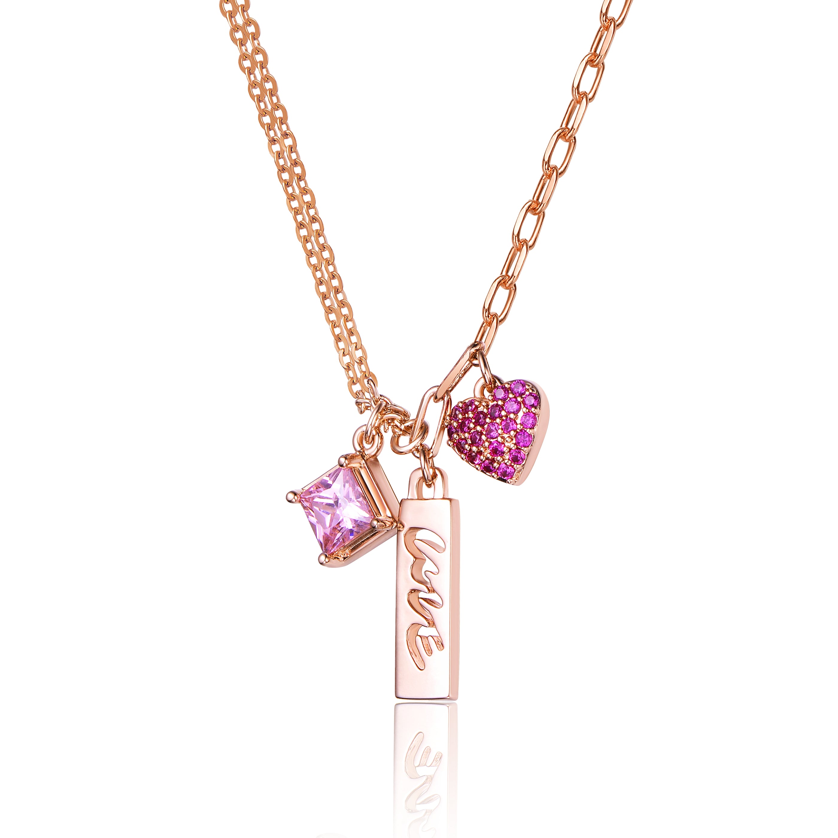 Raquelle Pink Love Charms Necklace GENEVIVE
