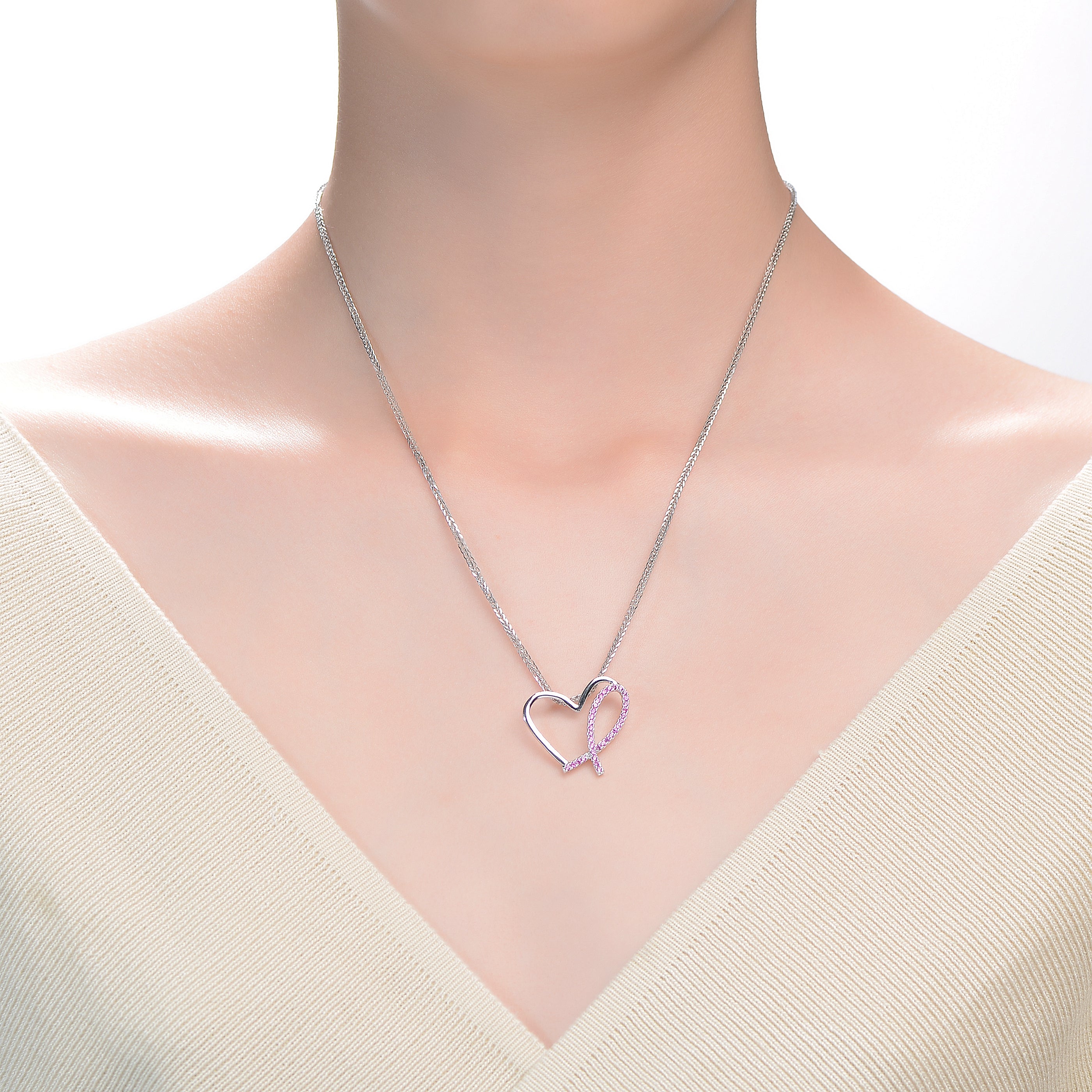 Raquelle Pink Heart Loop Necklace GENEVIVE