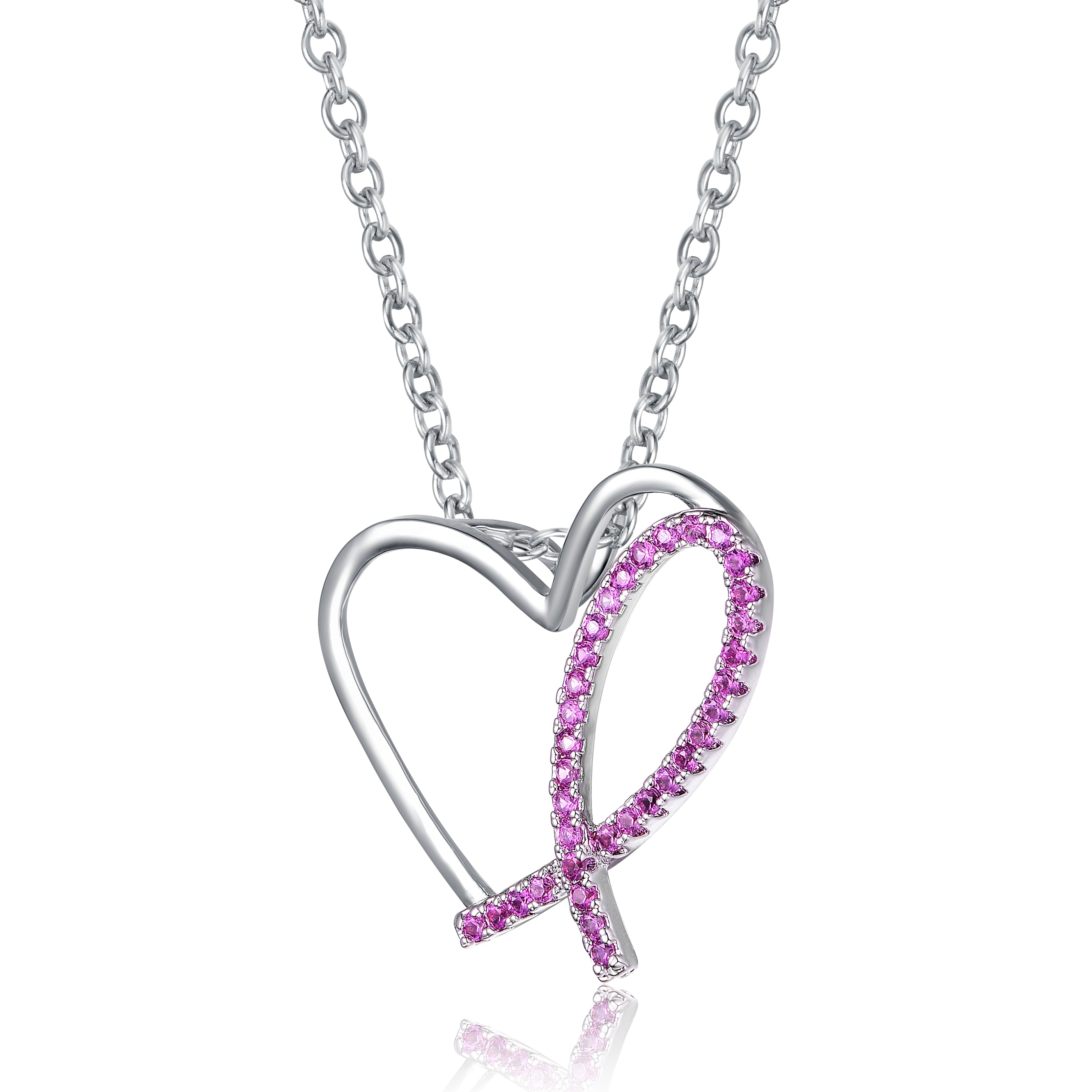 Raquelle Pink Heart Loop Necklace GENEVIVE