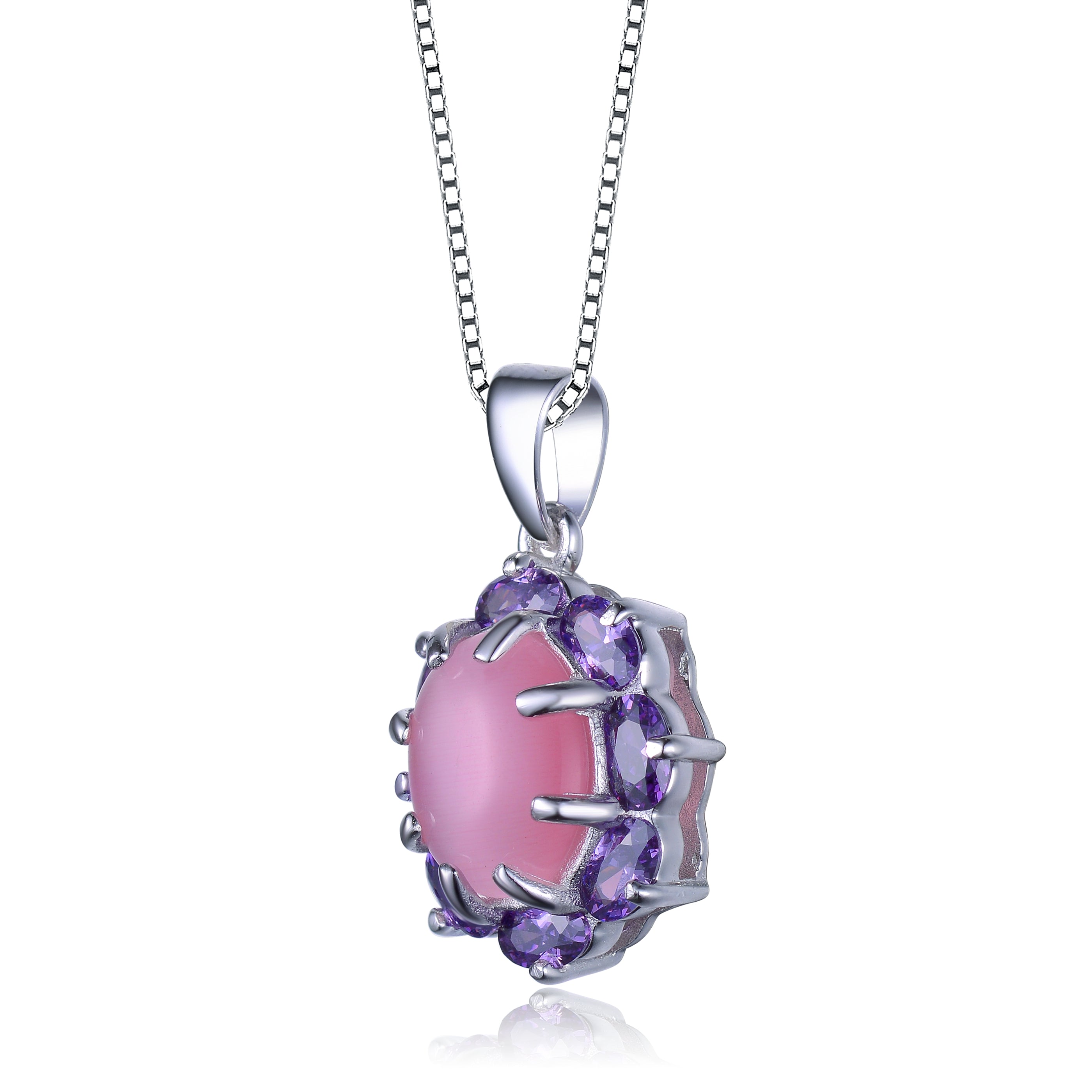 Raquelle Pink Glass Oval Necklace GENEVIVE