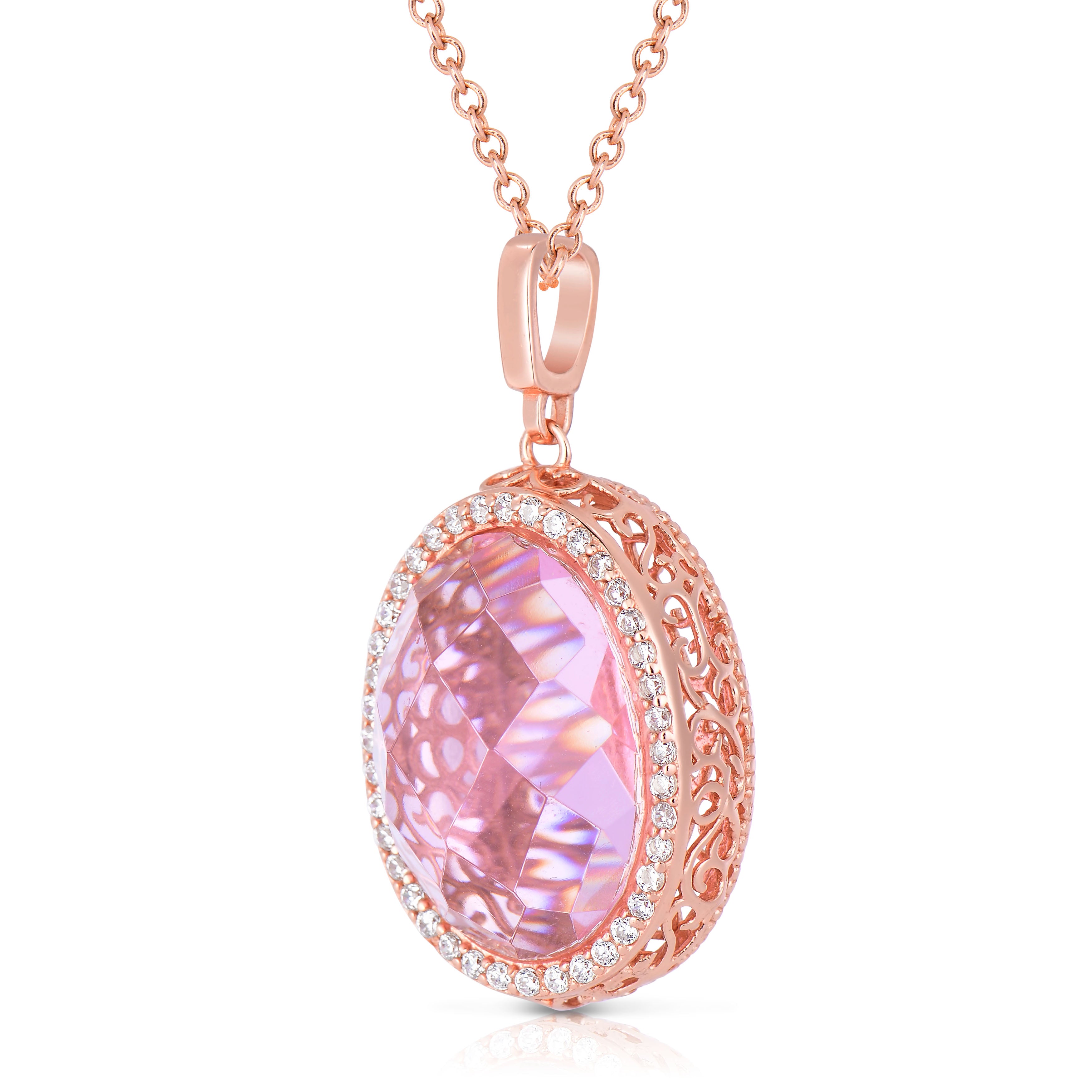 Chloe Oval Tile Pink Pendant GENEVIVE