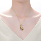Natalie Champagne & Black Iced Out Giraffe Pendant GENEVIVE