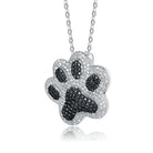 Danielle Black & White Cubic Zirconia Cat Dog Pet Paw Pendant GENEVIVE