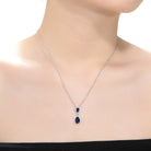 Yvonne Ocean Blue Pear Halo Drop Necklace GENEVIVE