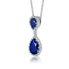 Yvonne Ocean Blue Pear Halo Drop Necklace GENEVIVE