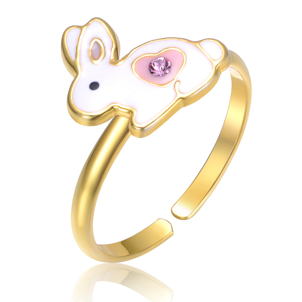 Coralie White & Pink Bunny Rabbit Ring - GENEVIVE