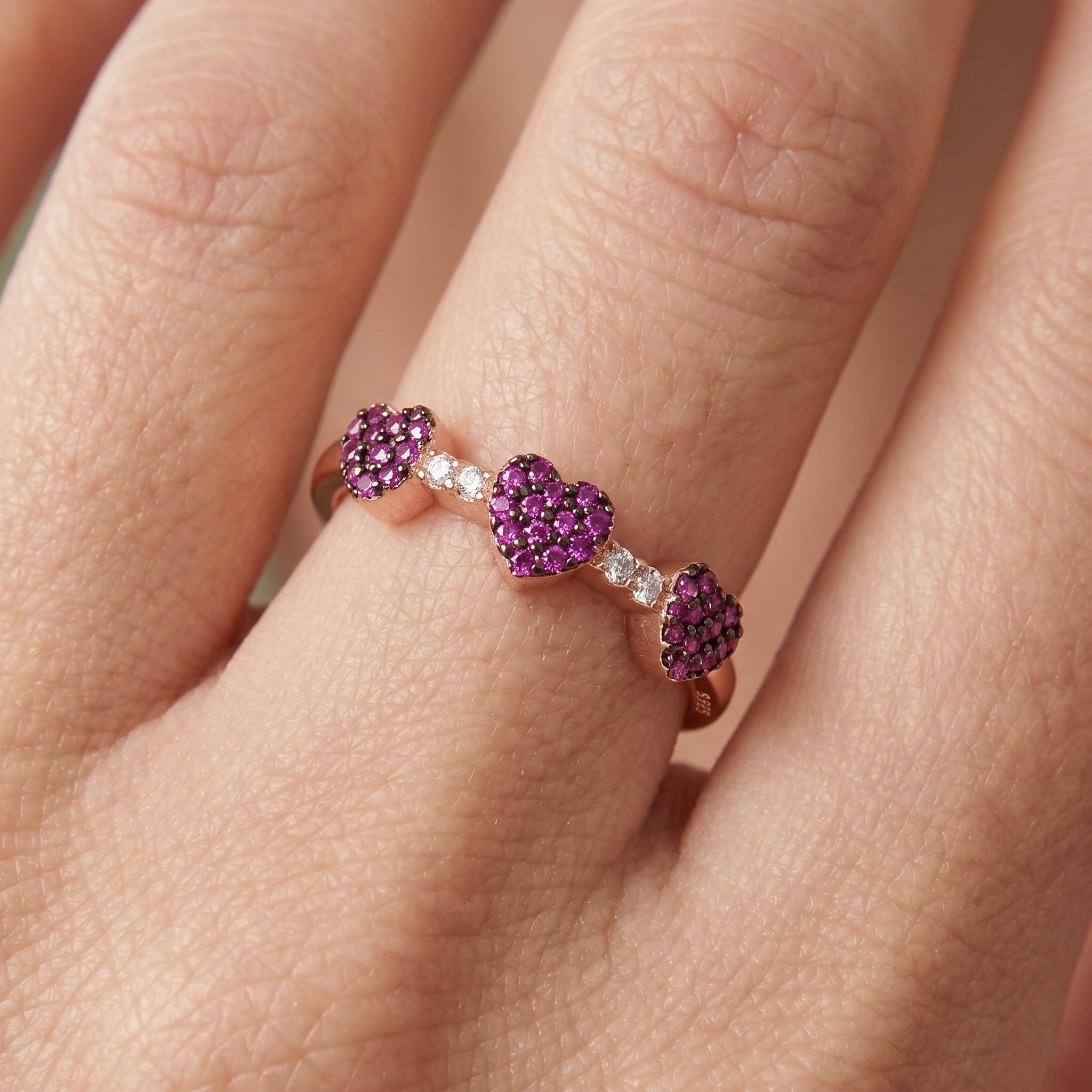 Noémie Lavender Hearts Promise Stacking Ring GENEVIVE