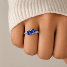 Rochelle Two Tanzanite Blue Round Partial Pave Twisted Style Ring GENEVIVE