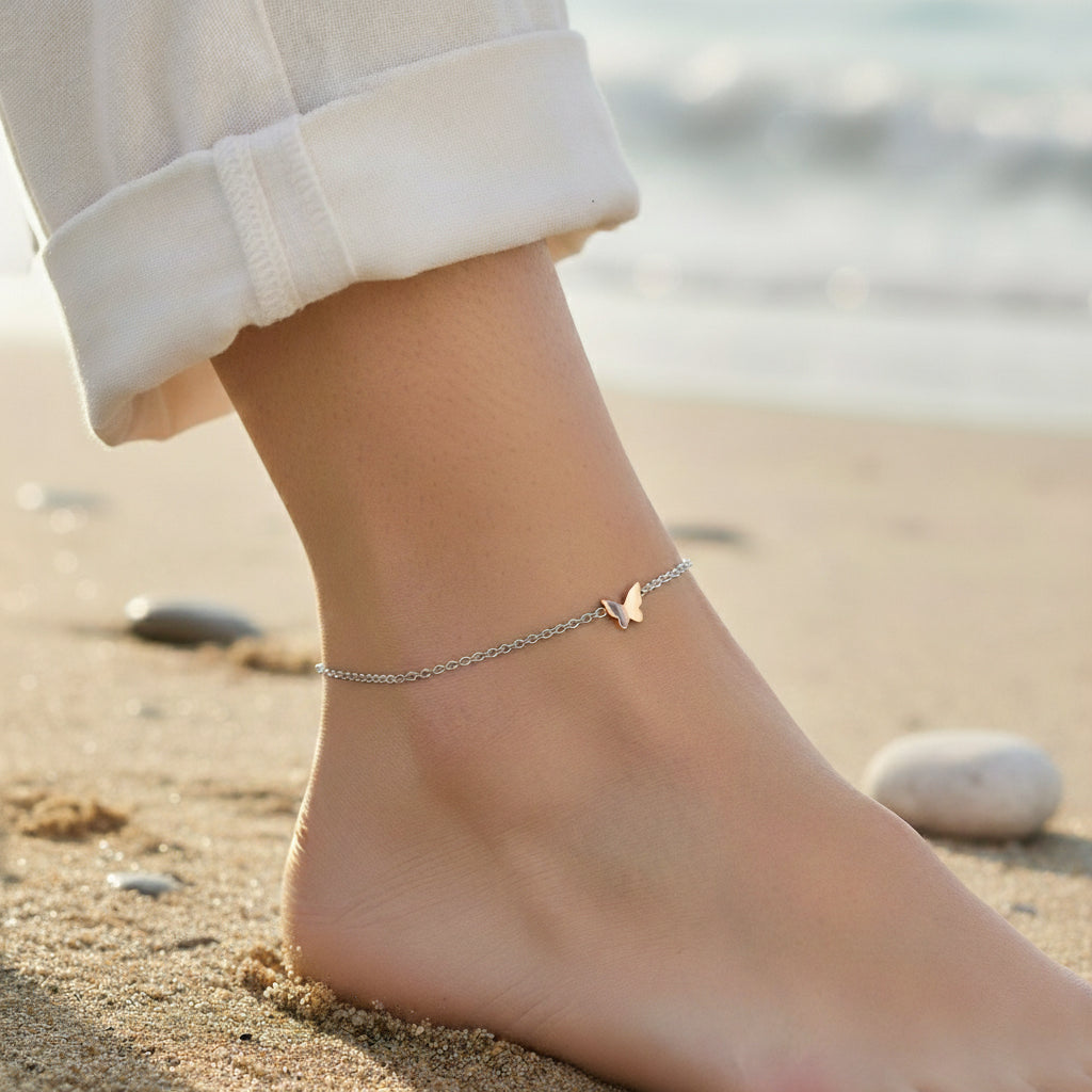 Estelle Butterfly Charm Anklet GENEVIVE