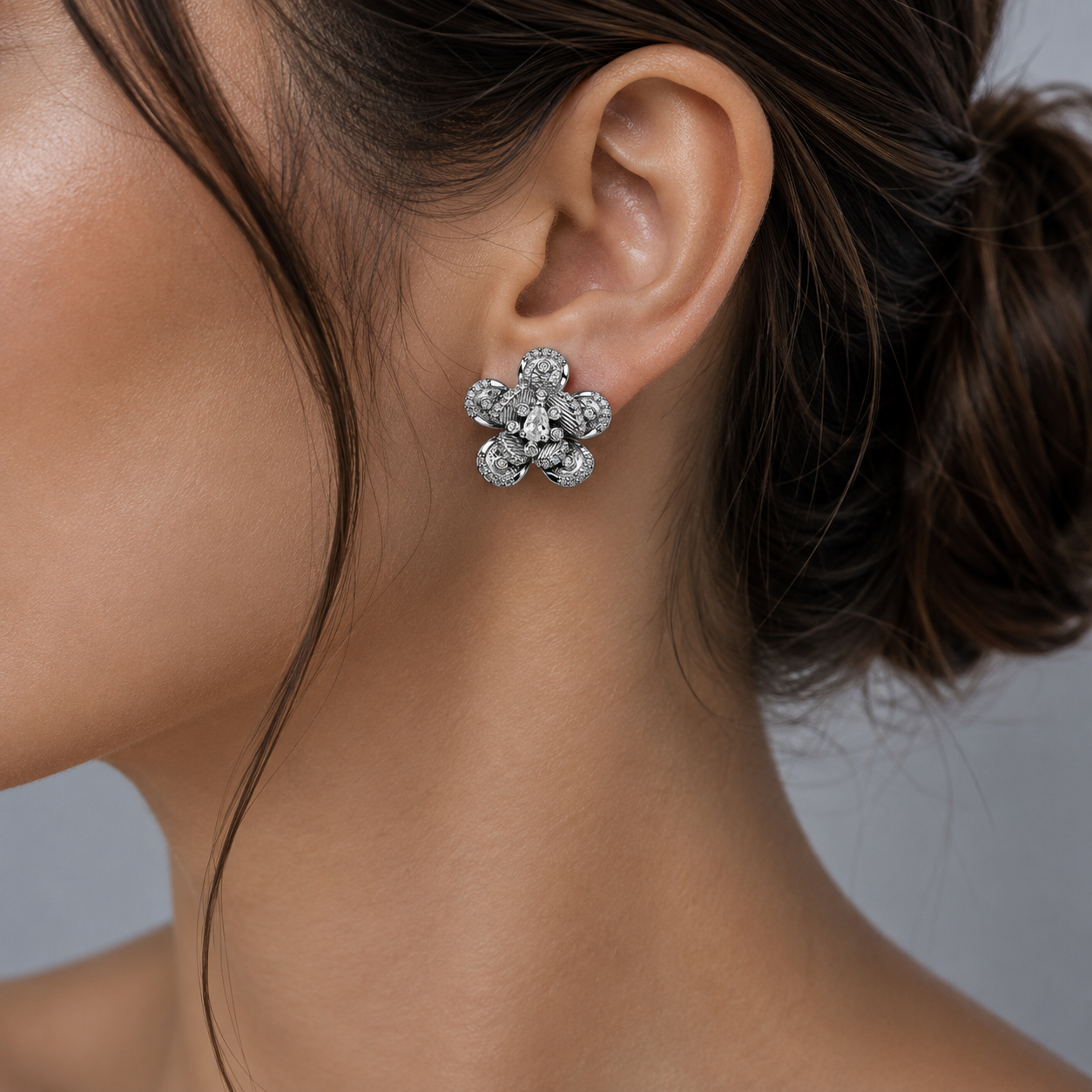 Sophie Brushed Flower Earrings GENEVIVE