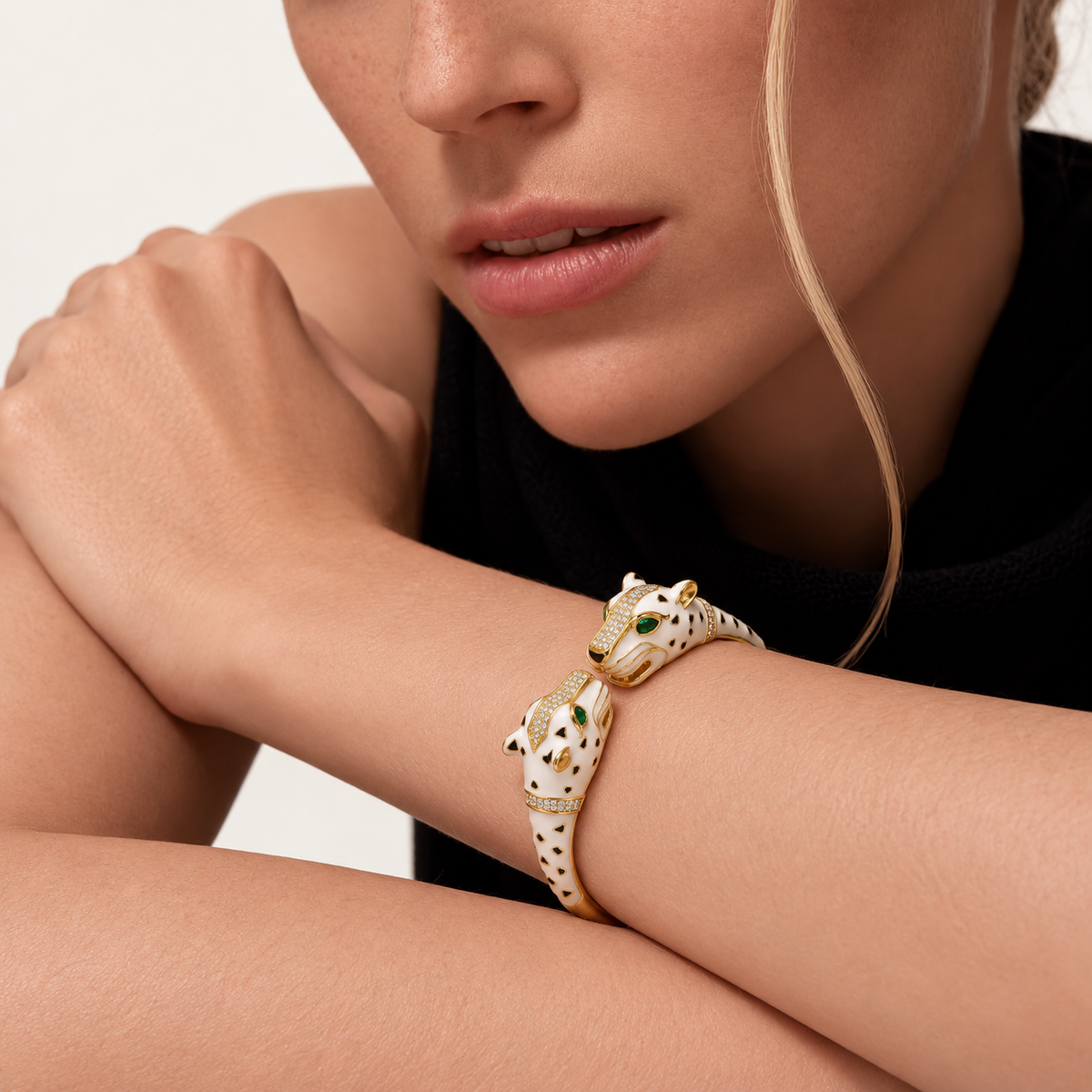 Sylvie Panther Swivel Bangle Bracelet GENEVIVE