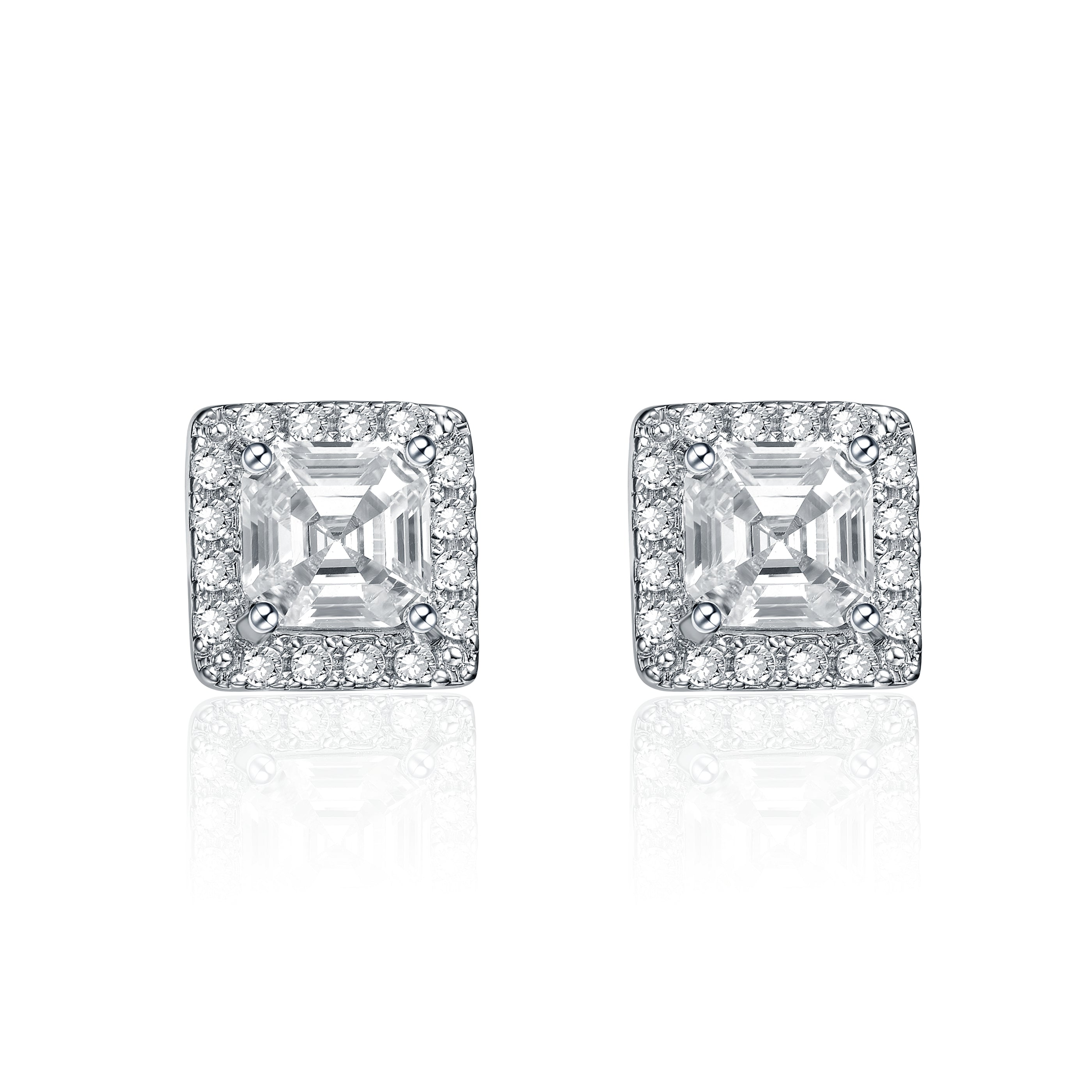 Genevive Classy Halo Square Stud Earrings