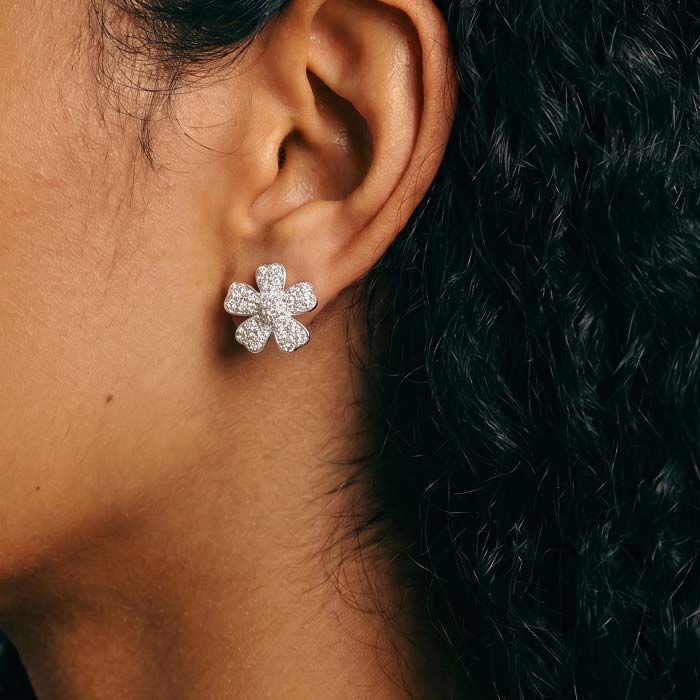 Blossom Pave Flower Stud Earrings Genevive