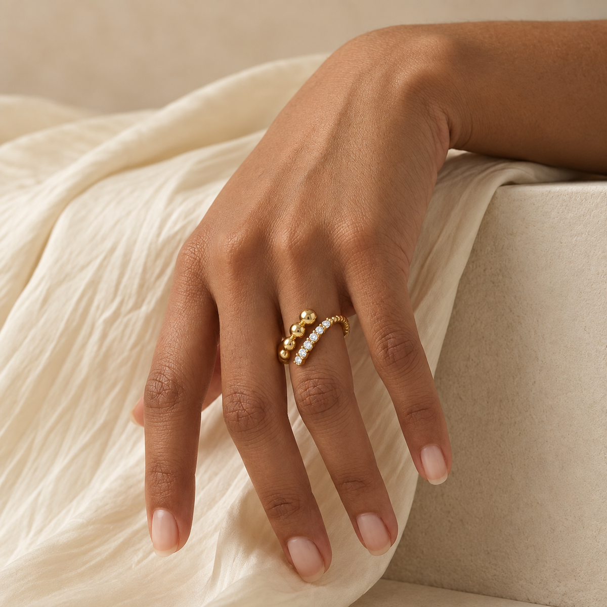 Anne Coiled Beaded Stack Ring GENEVIVE