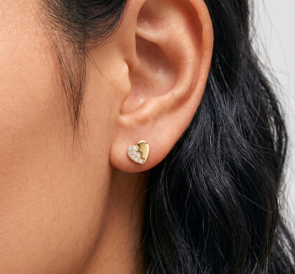 Juliette Soulmate Golden Heart Stud Earrings GENEVIVE