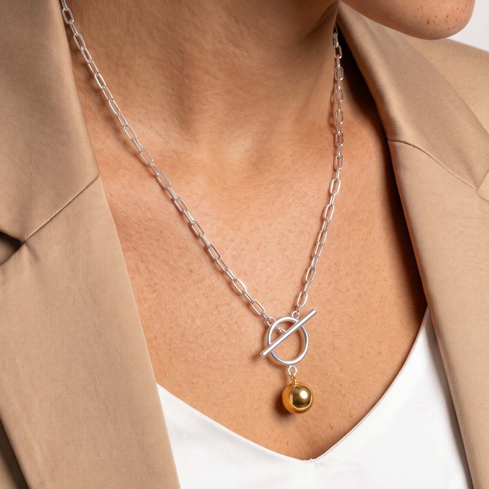 Isabelle Sphere Modern Toggle Couture Necklace GENEVIVE