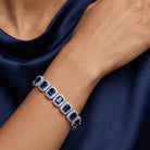 Antoinette Rectangular Halo Cluster Link Vintage Couture Tennis Bracelet GENEVIVE