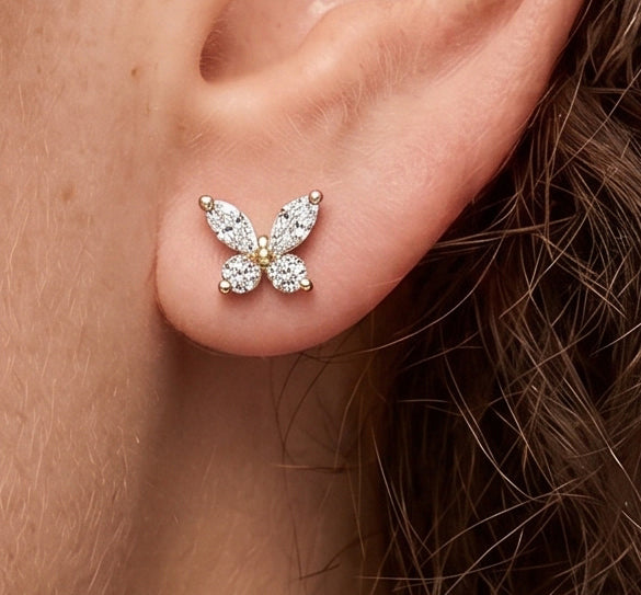 Marie Couture Flower Butterfly Stud Earrings GENEVIVE