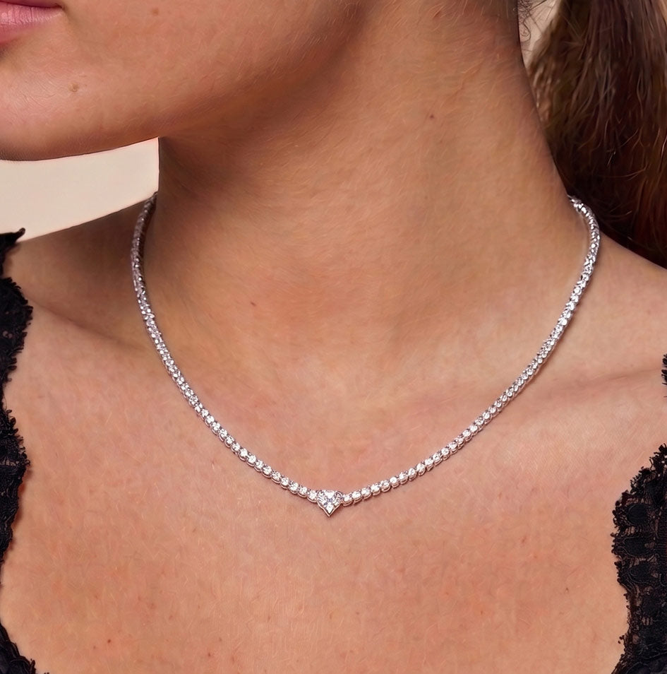Cannes Heart Centerpiece Tennis Necklace GENEVIVE
