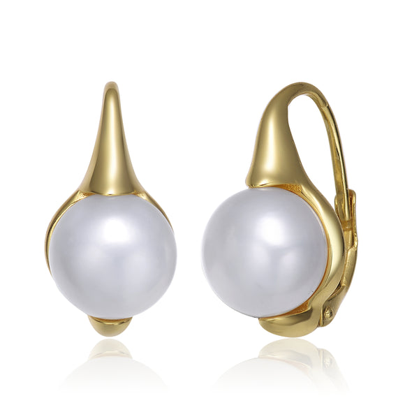 Delphine Golden Pod Pearl Earrings - GENEVIVE