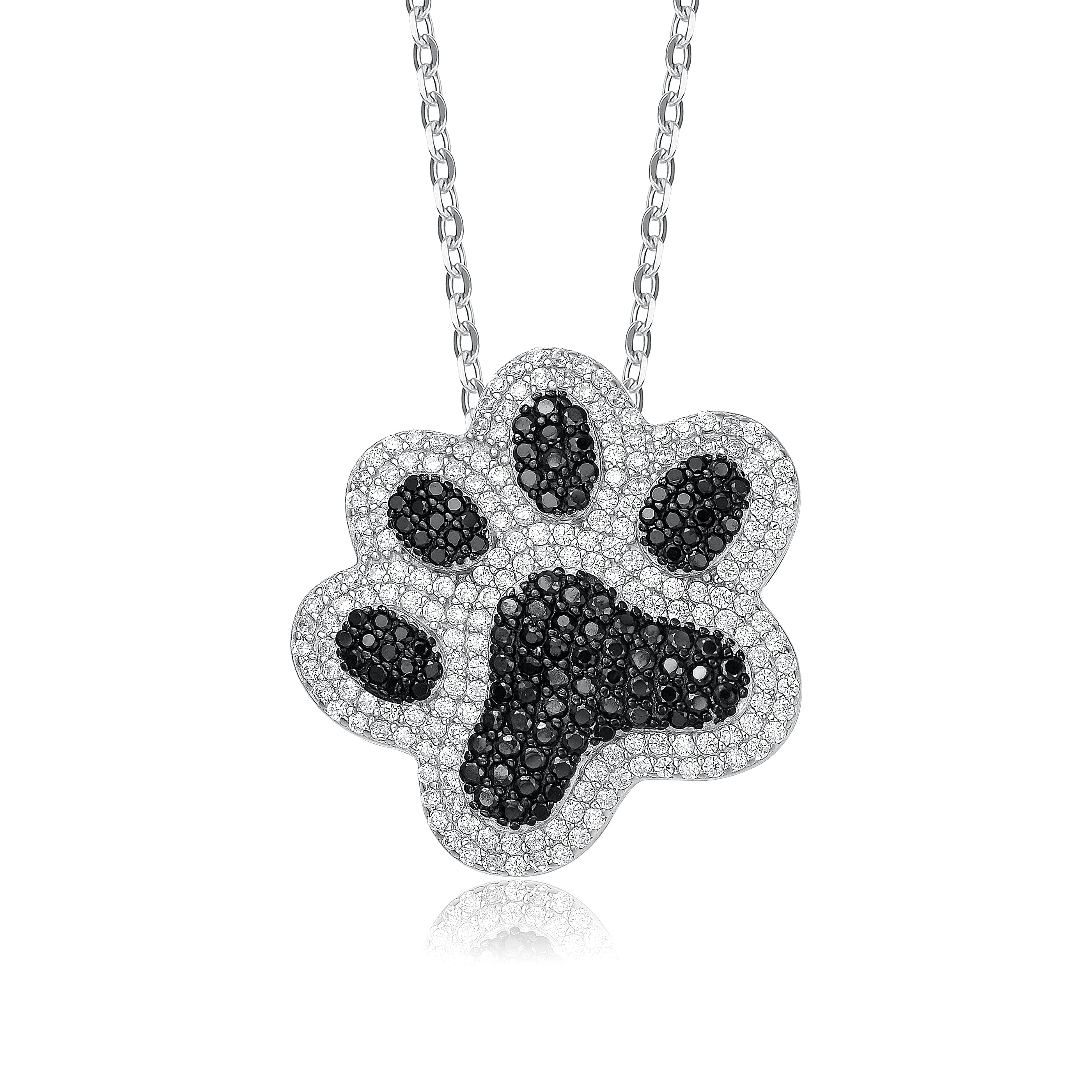 Spoo-Design | Paw print with heart, heart paw in silver or rose gold plated  | 925 paw necklace