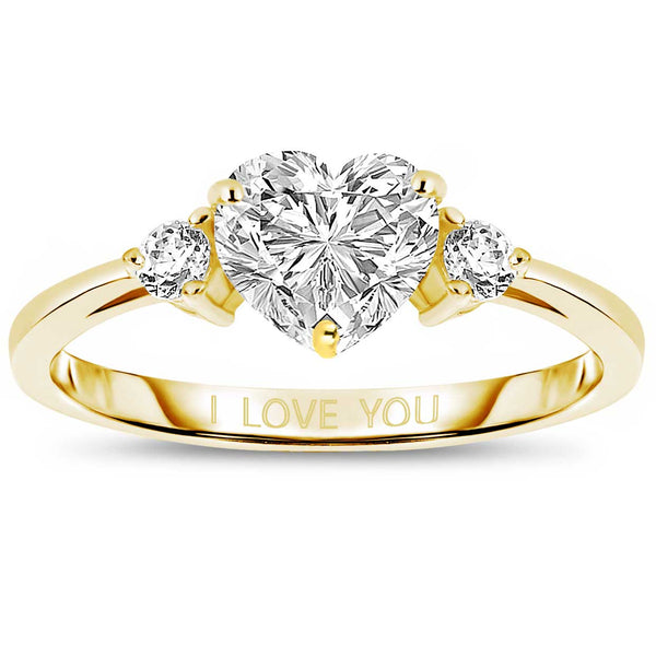 AFFY Solitaire Heart Promise Ring - 14k Gold Over Sterling Silver With Simulated Aquamarine & Zirconia, Size 10
